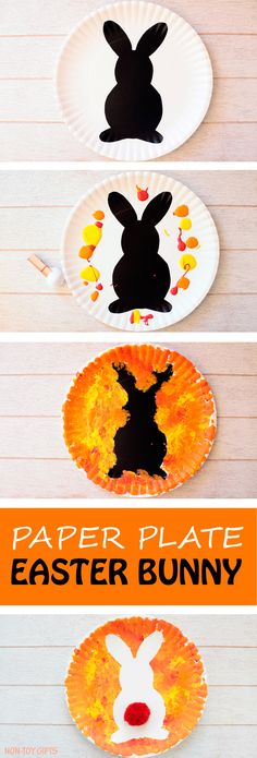 paper plate easter bunny craft for kids to make with their own hands and feet,