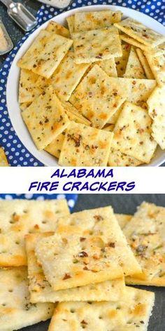 two pictures showing different types of crackers