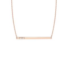 Gold Bar Necklace With Diamonds 14k Rose Gold 18k Rose Gold Front First Baguette Necklace, Diamond Bar Necklace, Gold Bullion, Diamond Solitaire Necklace, Gold Bar Necklace, Solitaire Necklaces, Diamond Bar, Classy Jewelry, Bar Pendant