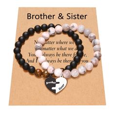 PRICES MAY VARY. 【Brother and Sister Bracelets】-- The affection between brother and sister is unbreakable and unique. Give these matching bracelets to your siblings to celebrate the unbreakable bond and tell her/him: "Wherever life takes us, we will always have a piece of each other's heart! I will love you always and forever". 【Brother and Sister Gifts】-- A perfect gift for brother&sister on Birthday, Christmas, Graduation, Anniversary, Thanksgiving Day, Valentine's Day or any occasion. 【Materi Brother And Sister Necklace, Brothers Day Gift Ideas, Creative Gifts For Brothers Birthday, Brother Sister Bracelet, Brother And Sister Matching Bracelets, Brother And Sister Bracelets, Sibling Bracelets, Gifts For Brothers Birthday, Birthday Gift Ideas For Brother Unique