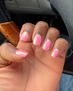 Chrome Nails No Acrylic, Pink Chrome Nails Dip, Pink Chrome Nails Short Square, Pink Chrome Gel Nails Short, Short Pink Chrome Acrylic Nails, Pink Chrome Toe Nails, Chrome Pink Nail, Pink Nails With Chrome Powder, Hot Pink Chrome Nails Short