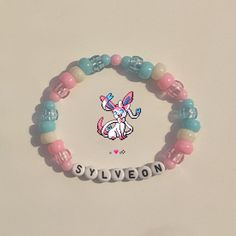 Pokemon Kandi Bracelet, Kawaii Kandi Bracelets, Pink Kandi Bracelet, Kandi Bracelets Singles, Emo Kandi Bracelets, Kandi Single Ideas, Mlp Kandi, Kandi Ideas Singles, Pokemon Kandi