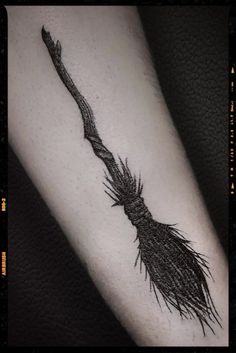 Magic Broom Tattoo Inspiration Witch Riding Broom Tattoo, Witch’s Broom Tattoo, Witch Hat And Broom Tattoo, Broom Tattoo