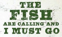 a sign that says the fish are calling and i must go with it in green