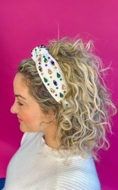 Our exclusive Mardi Gras rhinestone Headband. Embellished with rhinestone detail. This headband fits adults and children. Mardi Gras Headband, Headband White, Mardi Gras Mask, Rhinestone Headband, Turbans, Fun Earrings, Hair Accessories Headbands, Mardi Gras, Lily