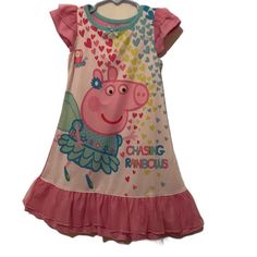 Peppa Pig Night Gown Pajama, 2t Nwot Playful Cotton Dress For Pajama Party, Cute Sleepwear For Playtime In Spring, Playful Pink Dresses For Loungewear, Playful Pink Sleep Dress, Fun Pink Sleepwear For Bedtime, Playful Pink Sleepwear For Sleepover, Cute Pink Dress For Pajama Party, Fun Pink Sleepwear, Fun Spring Sleepwear