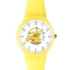 a yellow watch with an image of a chick on it