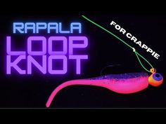 the rapala loop knot is neon pink and purple with an orange hook on it