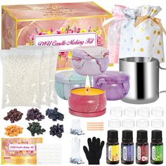 the contents of a candle making kit are shown