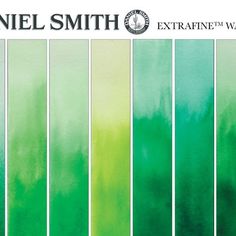 green and yellow watercolor swatches with the words daniel smith extra fine wash on them