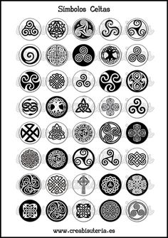 an image of symbols in the style of celtics on a black and white background