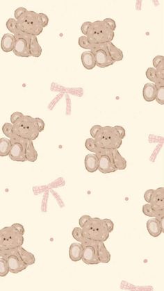 a teddy bear on a white background with pink polka dots