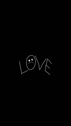 the word love written in white on a black background with an emoticive smiley face