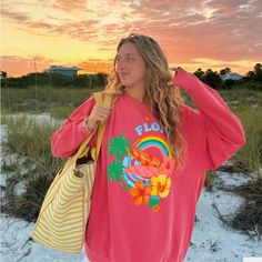 Size Large Never Worn Beach Club Sweatshirt, Summer Crewneck, Crochet Sweater Vest, The Beach Club, Brand Aesthetic, Beach Sweatshirt, American Flag Sweater, Bride Sweatshirt, Club Sweatshirts