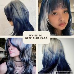 Blue Ghost Roots, Ghost Roots Hair, Short Dyed Hair, Random Oc, Anime Hairstyles, Blue Black Hair, Dye Hair, Hair Stylies