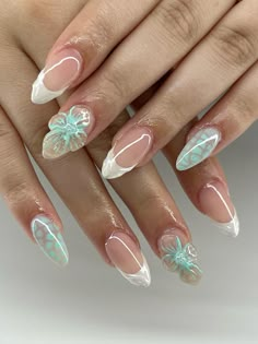 #nails #nailsofinstagram #nailart 3 D Nail Art Design, Aesthetic Nails Acrylic, Nails With 3d Designs, Summer Aesthetic Nails, Iris Flower Nail Art, 3d Jellyfish Nails, 3d Shell Nails, Aura Nails 3d Flower, She’ll Nails 3d