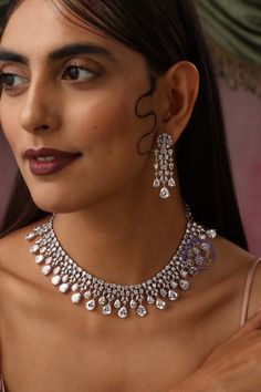 June CZ Diamond Necklace / Statement Jewelry/ Statement Necklace/ Elegant Jewelry/ Unique Jewelry/ Indian Jewelry/ CZ Choker - Etsy Finland Ear Chain, Polki Necklace, Long Pearl Necklaces, Pearl Necklace Set, Necklace Elegant, Cz Necklace, Jewelry Indian, Jewelry Statement, Cz Jewelry