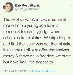 Your parents harsh critic becomes your inner critic. And historically I've always had trouble with giving the wrong people the benefit of the doubt when they were in fact manipulative, and being too harsh on people who didn't deserve it. You're trained when your narcissistic parent makes a "mistake" that they're only human.. but when you make a mistake you're a terrible shameful person. This takes work to undo. Now that I know the signs of cluster B disorders it's easier. Cluster B, People Who Judge, Benefit Of The Doubt, Wrong People, Narcissistic Parent, Judging Others, Inner Critic, Dig Deep