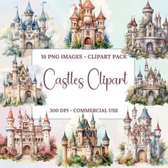 the castle clipart pack is available for commercial use