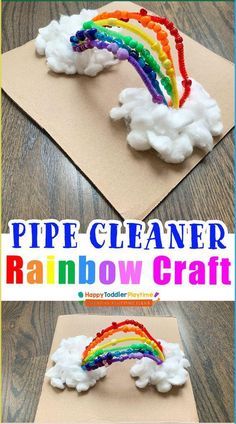 a rainbow craft made out of pipe cleaner paper