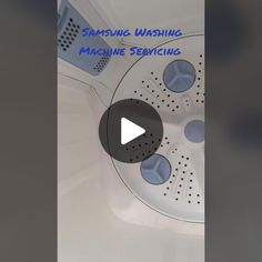 a washing machine with the words samsung washing machine servicing on it's front side