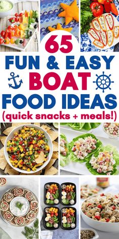 the cover of 65 fun and easy boat food ideas