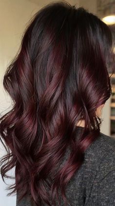 How to Style Fall Hair Colors Dark Copper Highlights in Beachy Waves? Effortless Shine! 🍂 Black Auburn Balayage, Dark Red Balayage On Black Hair, Dark Hair Balayage Red, Maple Balayage, Dark Copper Hair Balayage, Dark Copper Highlights, Hair Necessities, Hair Colors For Dark Hair, Fall Hair Colors Dark