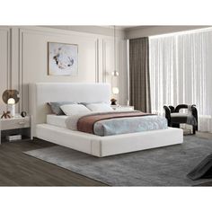 Clean-lined and inviting, this bed features a low profile that opens up your bedroom and gives it understated modern style. It has an engineered wood frame that's wrapped entirely in polyester fabric, and it comes in a textured hue of your choice to suit your room's overall aesthetic. The rectangular headboard brings a minimalist vibe to your sleeping space, and it's padded with foam to cushion you as you prop up with your favorite reads. A series of slats eliminates the need for a box spring, s Minimalist Vibe, Nursery Furniture Sets, Meridian Furniture, Upholstered Bed Frame, Bedroom Space, Teen Bedding, Fabric Bed, Size King, Bedroom Night Stands