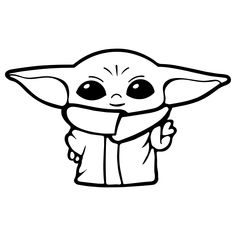 the child yoda from star wars is shown in this black and white drawing, it looks