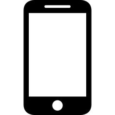 a black and white image of a cell phone with a blank screen on it's side