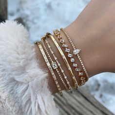 Luxury Yellow Gold Tennis Bracelet For Everyday, Bracelet Size Chart, Rose Gold Bangle, Luxe Jewelry, Diamond Tennis Bracelet, Classy Jewelry, Stacked Jewelry, Jewelry Lookbook, Rose Gold Bracelet