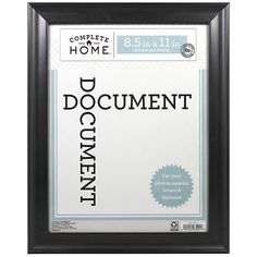 a black framed document with the word document printed on it