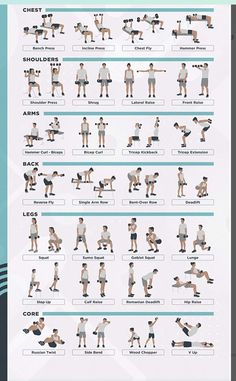 an exercise poster showing how to do the dumbbells and bench press up exercises