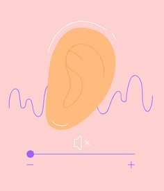 a pink background with an image of a pair of ears