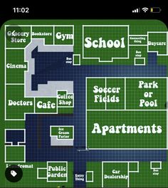 the floor plan for an apartment building with lots of rooms and parking spots on it