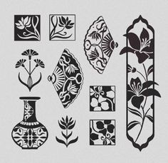 the stencils are designed to look like flowers and vases