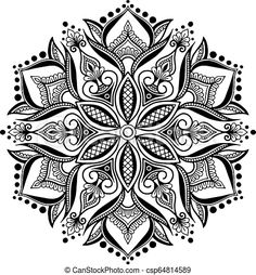 a black and white circular ornament design