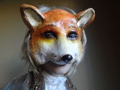 Alice in Wonderland Paper mache animal mask fox mask fox costume by MiesmesaBerni on Etsy https://www.etsy.com/listing/226464345/alice-in-wonderland-paper-mache-animal Mask Paper Mache, Raven Mask, Fox Halloween, Crow Mask, Theatre Art, Mask Paper, Mens Masquerade Mask, Paper Mache Mask, Fox Costume