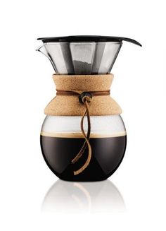 an image of a coffee pot with pour - o - filter on the top and bottom