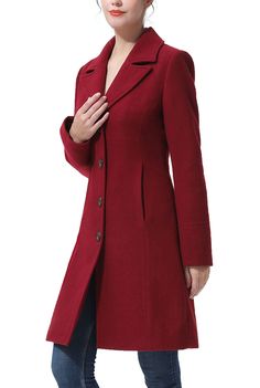 Kimi + Kai Women's "Joann" Wool Walking Coat – kimi + kai Solid Wool Coat With Pockets For Office, Fitted Long Sleeve Outerwear With Double Button Closure, Wool Career Blazer With Button Closure, Collared Wool Coat With Pockets, Elegant Tailored Wool Coat With Pockets, Fitted Solid Blazer With Button Closure, Collared Wool Coat With Pockets For Work, Fitted Pea Coat With Pockets For Fall, Casual Wool Coat With Buttons For Office