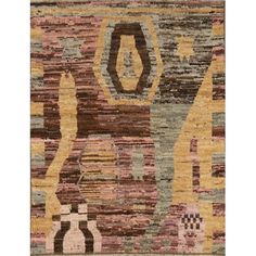 a multicolored rug with an abstract design