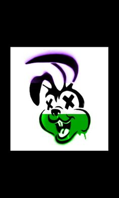 an image of a cartoon character with green and purple paint on it's face