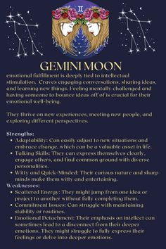 the zodiac sign for germin moon is shown on a dark blue background with stars