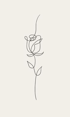 a single line drawing of a flower on a white background