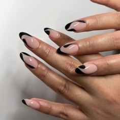 Minimal Nails, Black Nail Designs, Her Nails, Tip Nails, Fire Nails, Skin Nails