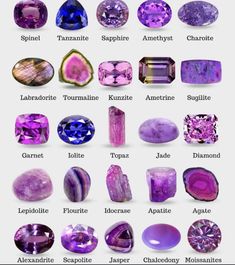 Explore our natural stone collection and thousands of unique, trendy accessory designs by visiting our website today to elevate your style! List Of Gemstones, Precious Stones Chart, Kitchen Vocabulary, Purple Tourmaline, Purple Gemstones, Gemstones Chart, Indigo Purple, Indigo Color