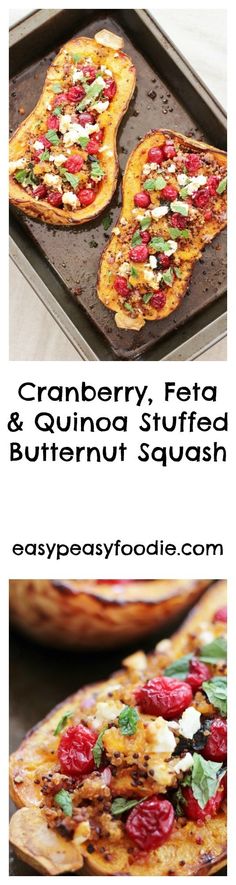 cranberry, feta and quinoa stuffed butternut squash pizzas