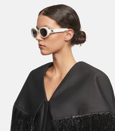 Celine Eyewear - Round sunglasses | Mytheresa Celine Eyewear, Round Eyewear, Celine Sunglasses, White Sunglasses, Glasses For Women, Trending Sunglasses, French Chic, Rectangular Sunglasses, Women Lifestyle