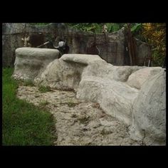 some very big rocks in the grass