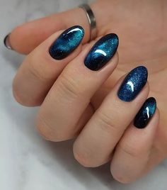 Nails Cat Eye, Space Nails, Her Nails, Black Nail, Homecoming Nails